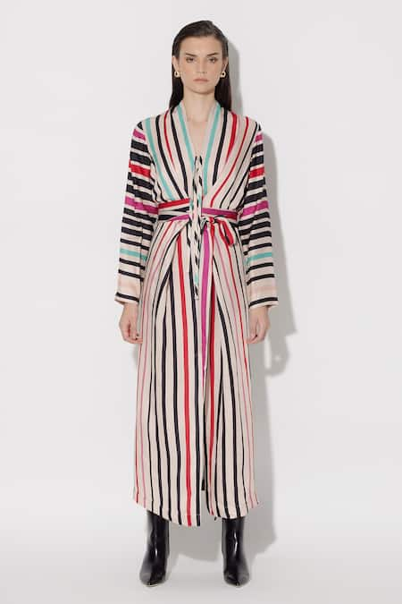 Twinkle Hanspal Dylan Stripe Print Tie Up Dress 