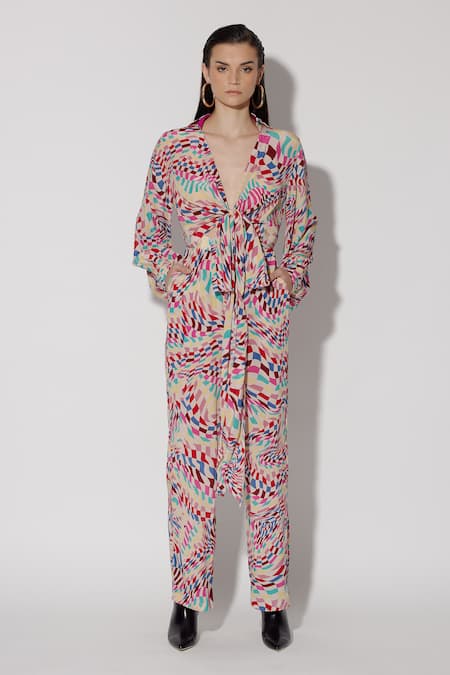 Twinkle Hanspal Eden Mosaic Print Tie Up Jumpsuit 