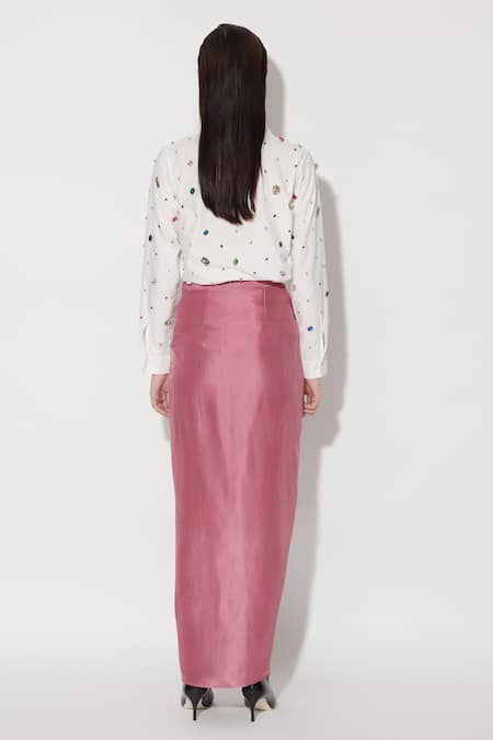 Twinkle Hanspal Sherlyn Crystal Embroidered Shirt With Draped Skirt 