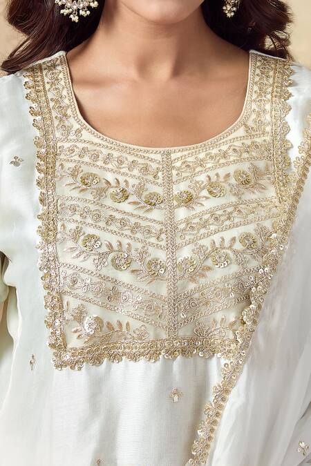 Buy Kalakaari By Sagarika Off White Chanderi , Organza, Crepe Floral Bodice Kurta And Sharara Set Online at Aza Fashions Buy_Kalakaari By Sagarika_Off White Chanderi , Organza, Crepe Floral Bodice Kurta And Sharara Set _Online_at_Aza_Fashions