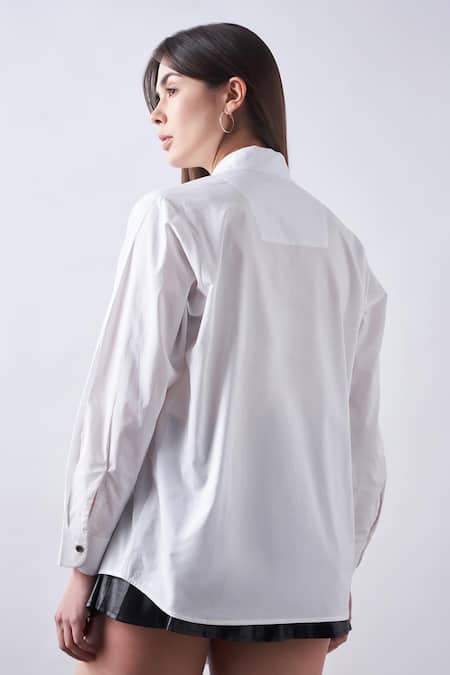 Elarra By Pratyancha Pop Half Flower Embroidered Shirt 