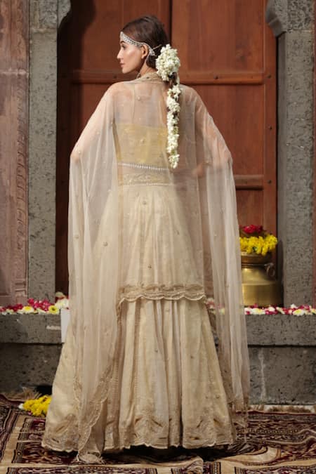 Farha Syed Vine Embroidered Cutwork Lehenga Set 