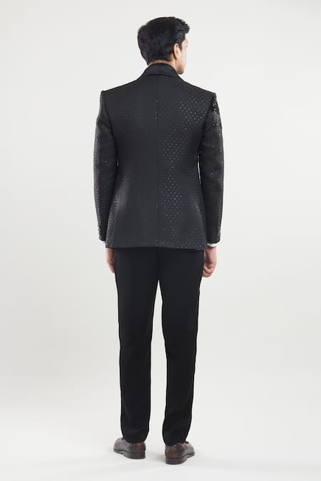 Shop Arihant Rai Sinha Black Polyester, Silk, Satin Sequins Embroidered Tuxedo Set at Aza Fashions Shop_Arihant Rai Sinha_Black Polyester, Silk, Satin Sequins Embroidered Tuxedo Set _at_Aza_Fashions
