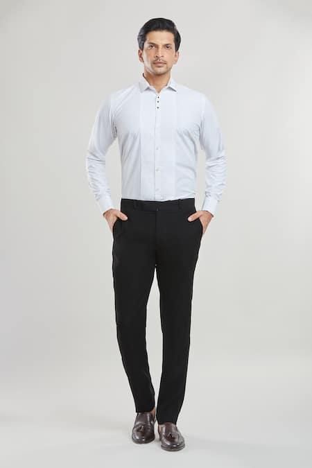 Arihant Rai Sinha Black Polyester, Cotton, Silk Beads Embroidered Neck Tuxedo Pant Set Online at Aza Fashions Arihant Rai Sinha_Black Polyester, Cotton, Silk Beads Embroidered Neck Tuxedo Pant Set _Online_at_Aza_Fashions