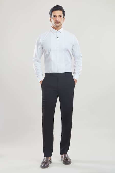 Arihant Rai Sinha_Black Polyester, Silk, Cotton Stones Embroidered Tuxedo Set _at_Aza_Fashions