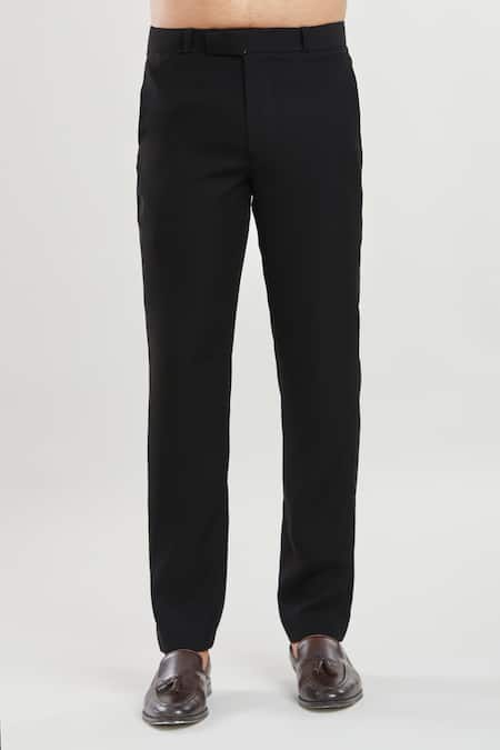 Shop Arihant Rai Sinha Black Satin, Polyester, Silk Sequins, Embroidery Thread Tuxedo Pant Set Shop_Arihant Rai Sinha_Black Satin, Polyester, Silk Sequins, Embroidery Thread Tuxedo Pant Set