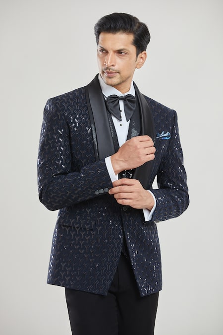 Buy Arihant Rai Sinha Black Velvet, Satin, Cotton, Polyester, Wool Sequins, Thread Tuxedo Set Online at Aza Fashions Buy_Arihant Rai Sinha_Black Velvet, Satin, Cotton, Polyester, Wool Sequins, Thread Tuxedo Set _Online_at_Aza_Fashions
