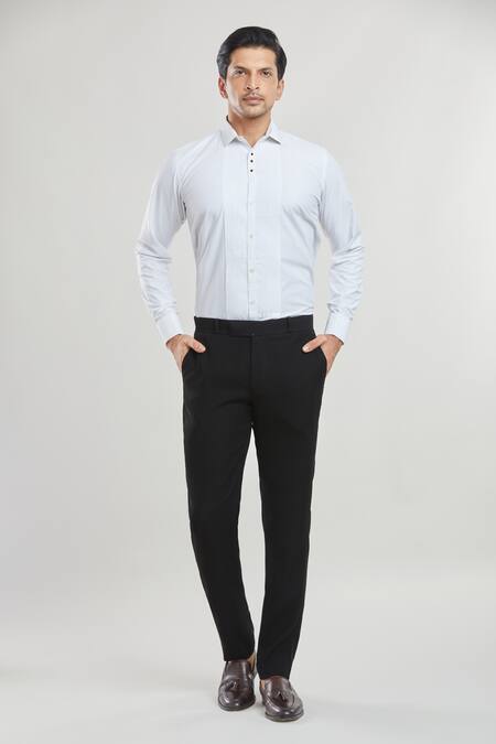 Arihant Rai Sinha Black Satin, Polyester, Cotton Sequins, Embroidery Shawl Collar Tuxedo Pant Set Online at Aza Fashions Arihant Rai Sinha_Black Satin, Polyester, Cotton Sequins, Embroidery Shawl Collar Tuxedo Pant Set _Online_at_Aza_Fashions