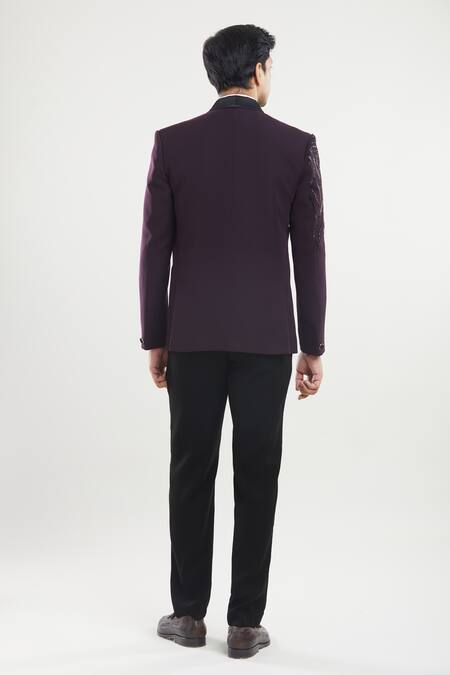 Arihant Rai Sinha Wine Bead Embroidered Tuxedo Set 