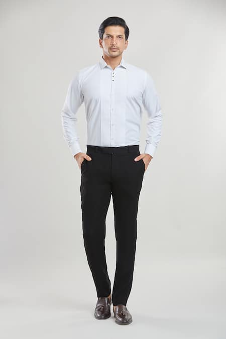 Arihant Rai Sinha Black Satin, Polyester, Silk, Cotton Thread Detailed Tuxedo Set With Waistcoat Online at Aza Fashions Arihant Rai Sinha_Black Satin, Polyester, Silk, Cotton Thread Detailed Tuxedo Set With Waistcoat _Online_at_Aza_Fashions