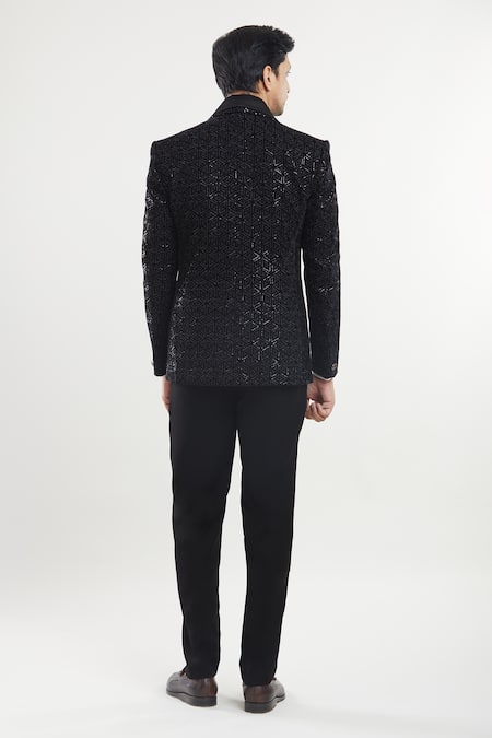 Arihant Rai Sinha Black Triangle Embroidered Tuxedo Set 