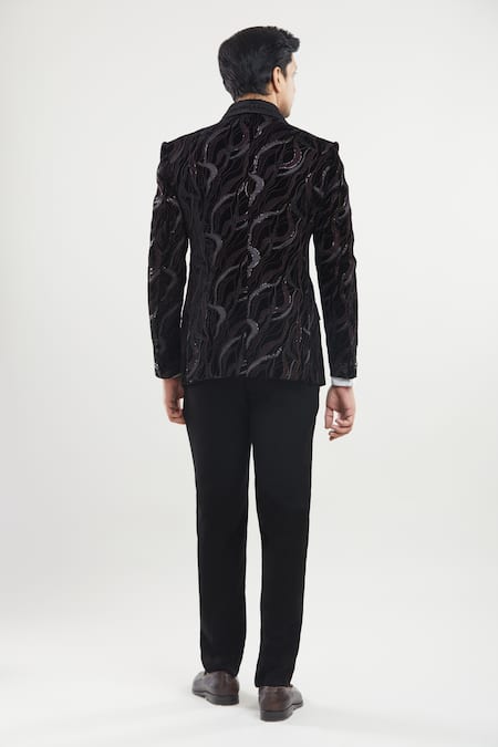Arihant Rai Sinha Abstract Embroidered Tuxedo Set With Bow 