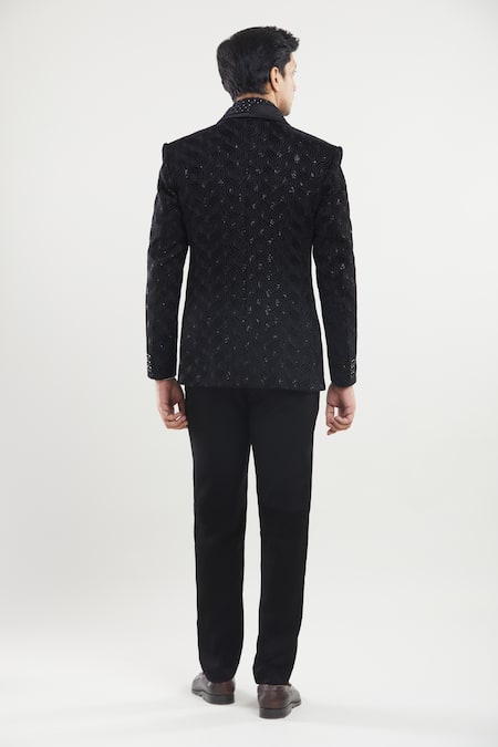 Arihant Rai Sinha Black Mirror Embroidered Tuxedo Set 