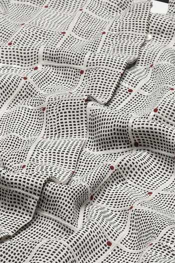 Buy_ABRAHAM AND THAKORE_Ivory Chanderi Sequins Collared Dot Chequered Print Shirt 