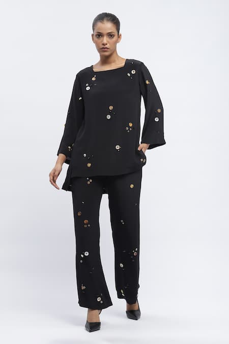 Abraham & Thakore Rhinestone Embroidered Top 