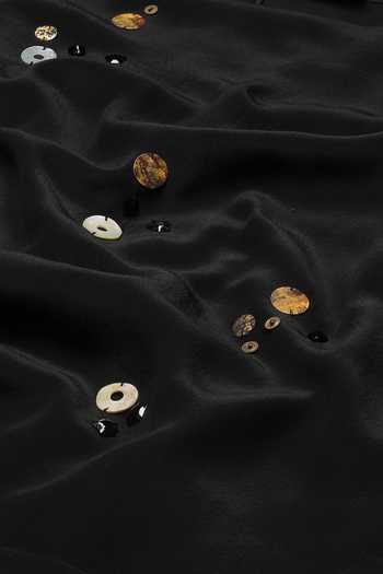 Buy_ABRAHAM AND THAKORE_Black Crepe Pearls, Sequins, Rhinestones Square Neck Embroidered Top 