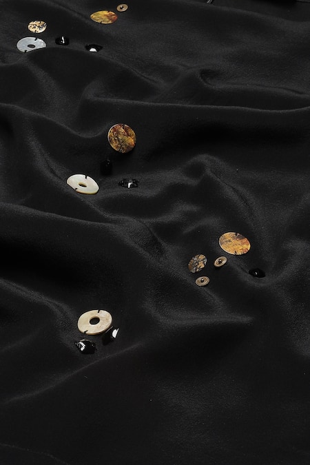 Buy_Abraham And Thakore_Black Crepe Pearls, Sequins, Rhinestones Embroidered Trouser 