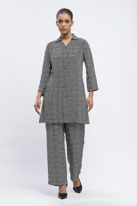 Abraham & Thakore Chequered Print Trouser 