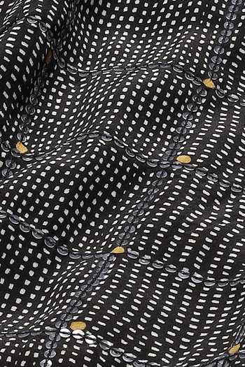 Buy_ABRAHAM AND THAKORE_Black Chanderi Sequins, Embroidery Chequered Print Trouser 