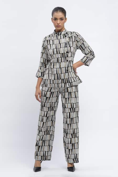 Abraham & Thakore Broken Lines Print Trouser 