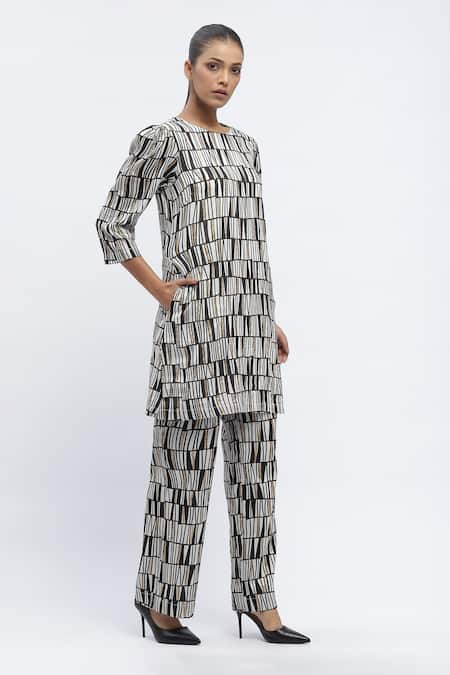 Abraham & Thakore Sequin Embellished Printed Dress 