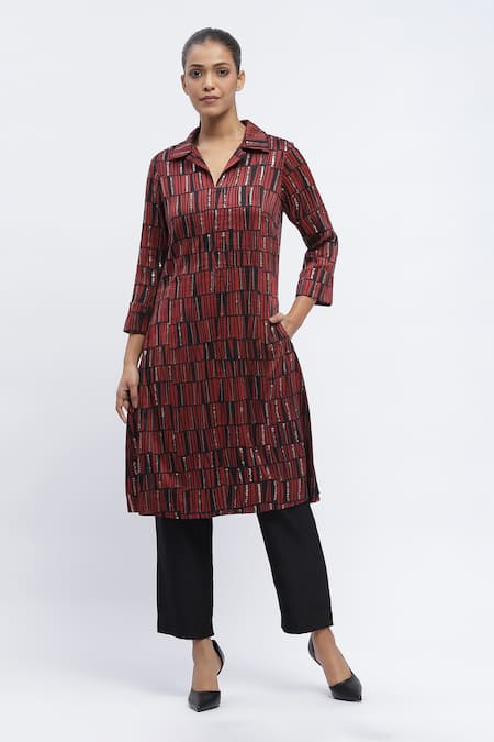 Abraham & Thakore Chanderi Printed Kurta 