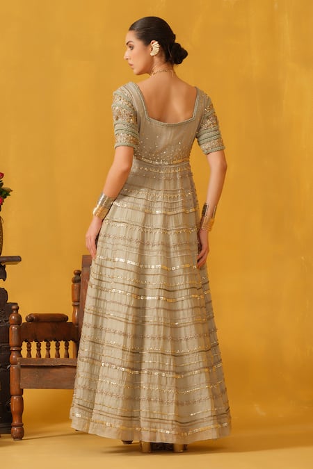 Abstract By Megha Jain Madaan Embellished Flared Gown 