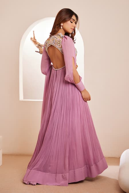 Dheeru Taneja Layla Printed Yoke Anarkali With Dupatta 