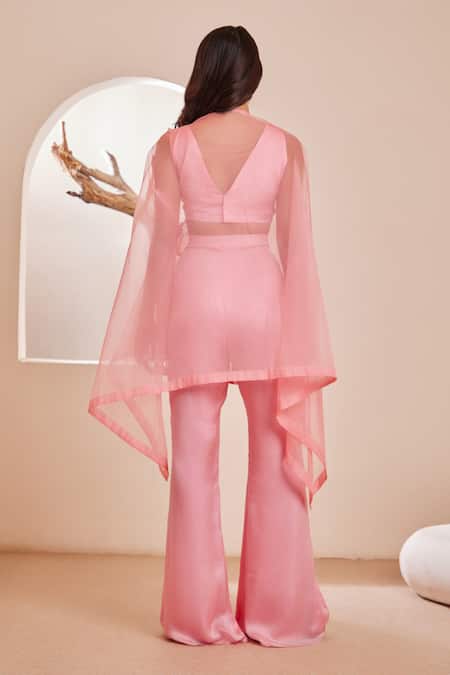 Dheeru Taneja Gulmair Floral Embroidered Cape Pant Set 