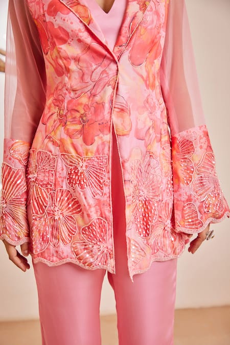 Buy Dheeru Taneja Multi Color Organza, Satin Beads, Saisha Floral Print Embroidered Tunic Set Online at Aza Fashions Buy_Dheeru Taneja_Multi Color Organza, Satin Beads, Saisha Floral Print Embroidered Tunic Set _Online_at_Aza_Fashions