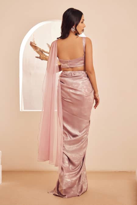 Dheeru Taneja Sayrah Embroidered Pre-Draped Saree With Blouse 