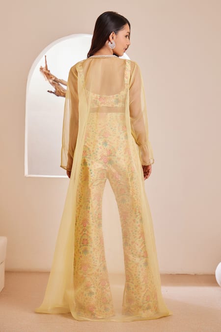 Dheeru Taneja Mehr Embellished Cape Pant Set 