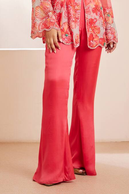 Buy_Dheeru Taneja_Multi Color Organza, Satin, Linen Saasha Floral Print Embroidered Tunic Set _Online_at_Aza_Fashions