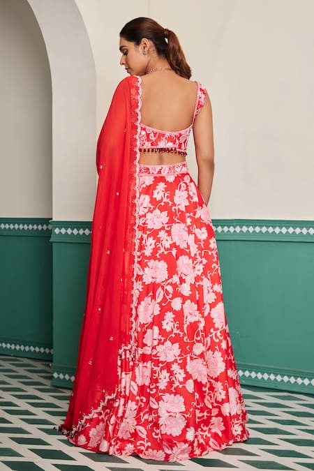 Dheeru Taneja Miraya Floral Print Lehenga Set 