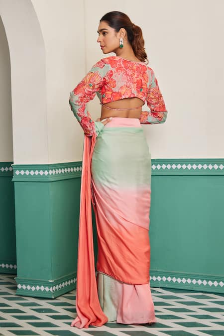 Dheeru Taneja Era Shaded Pre-Draped Saree With Blouse 