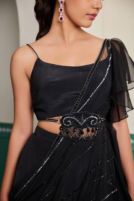 Buy Dheeru Taneja Black Tulle, Crepe Cut Work, Siah Cutdana Embroidered Ruffle Cape And Sharara Set Online at Aza Fashions Buy_Dheeru Taneja_Black Tulle, Crepe Cut Work, Siah Cutdana Embroidered Ruffle Cape And Sharara Set _Online_at_Aza_Fashions