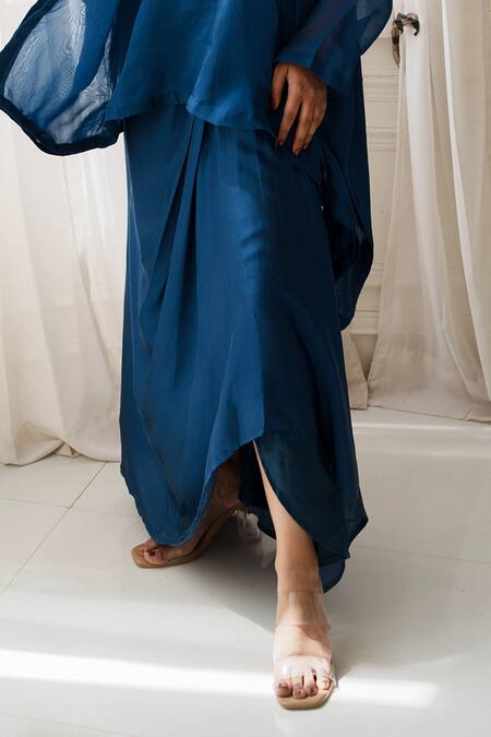 House Of Anmol Jain Blue Organza, Satin Sequins, Beads, Embroidery Ananya Floral Top With Skirt Set at Aza Fashions House Of Anmol Jain_Blue Organza, Satin Sequins, Beads, Embroidery Ananya Floral Top With Skirt Set _at_Aza_Fashions