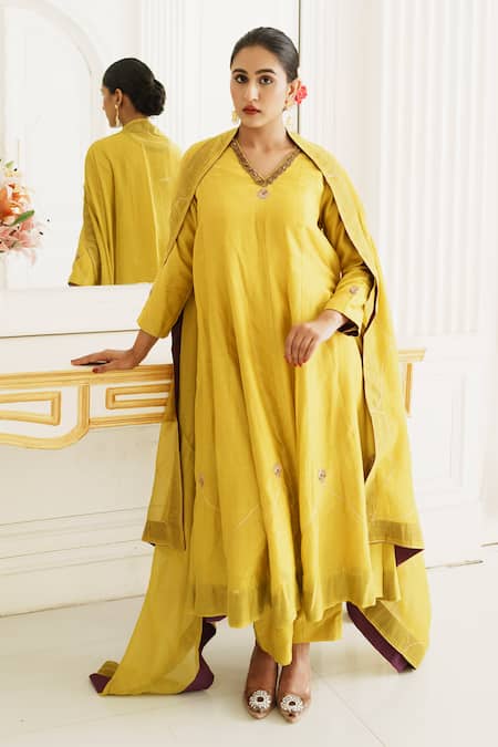 House Of Anmol Jain Sunshine Zardozi Embroidered Anarkali Pant Set 