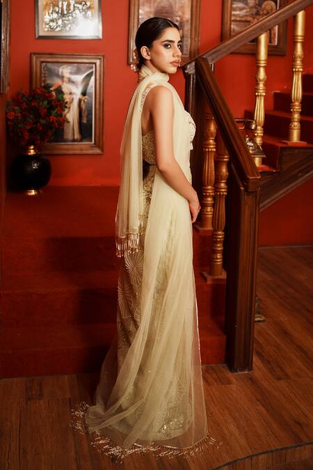 Shop House Of Anmol Jain Green Net Pearls, Sequins Square Neck Hand Embroidered Lehenga Blouse Set Online at Aza Fashions Shop_House Of Anmol Jain_Green Net Pearls, Sequins Square Neck Hand Embroidered Lehenga Blouse Set _Online_at_Aza_Fashions