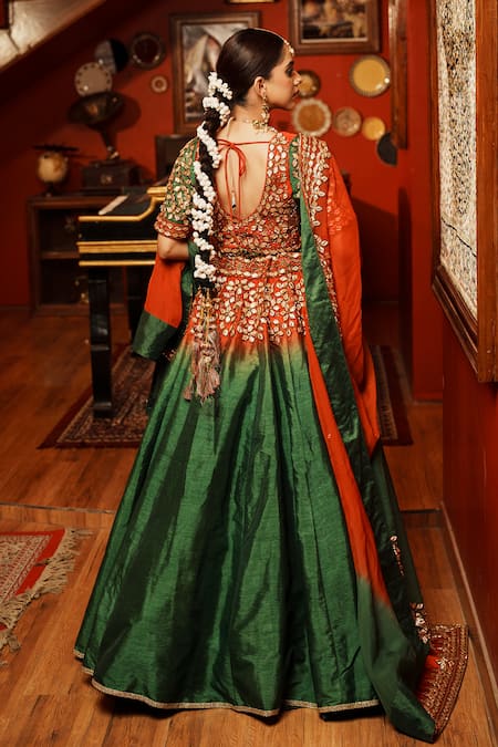 House Of Anmol Jain Geometric Buttis Hand Embroidered Lehenga Set 