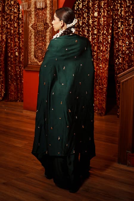 House Of Anmol Jain Draped Skirt & Hand Embridered Cape Set 