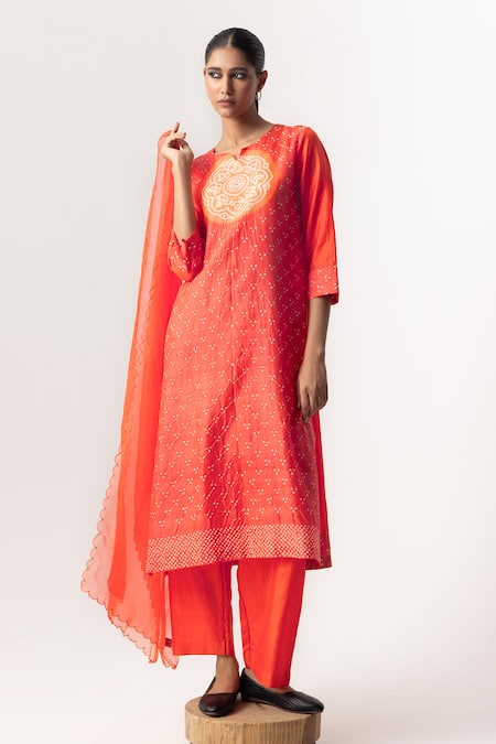 Naina Jain Bandhani Yoke Kurta Pant Set 