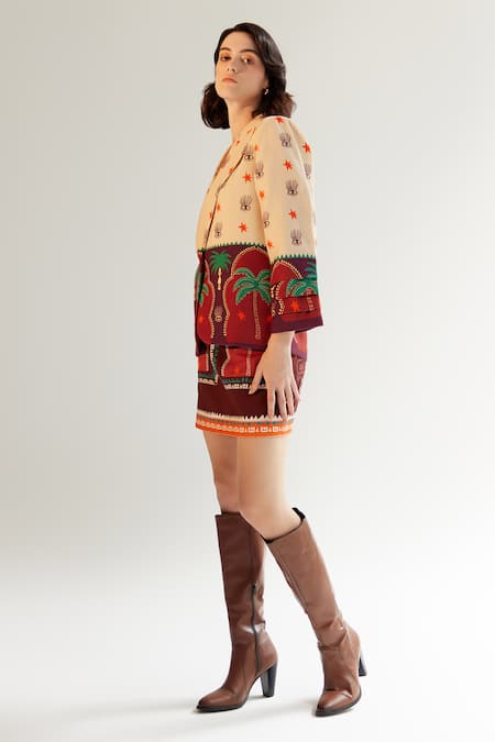 NOIB Multi Color Wool, Modal Dua Arabian Night Print Blazer Online at Aza Fashions NOIB_Multi Color Wool, Modal Dua Arabian Night Print Blazer _Online_at_Aza_Fashions