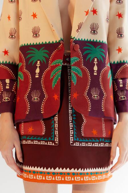 Buy NOIB Multi Color Wool, Modal Dua Arabian Night Print Blazer Buy_NOIB_Multi Color Wool, Modal Dua Arabian Night Print Blazer