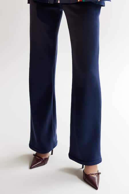 NOIB_Blue Corduroy Vega Straight Pant _Online_at_Aza_Fashions