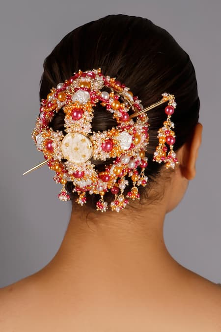 Vaidaan Mohini Pearl & Bead Embellished Hair Bun - Set of 2 