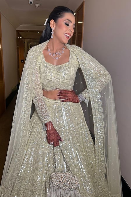 Shop_House Of Kosha_Ivory Pearls, Beads Chloe Embellished Clutch _at_Aza_Fashions