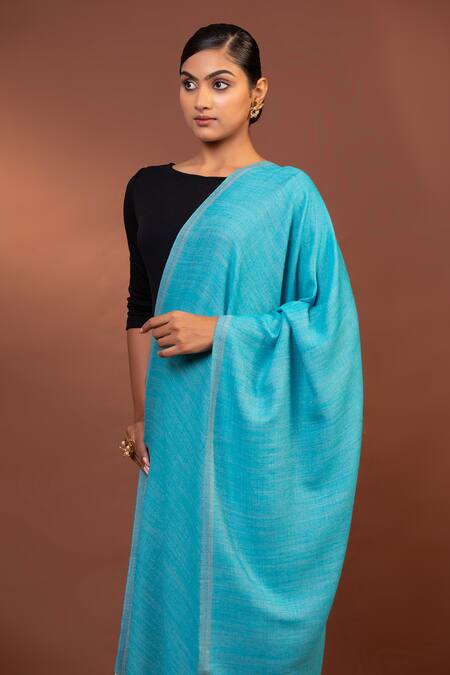 Shop Modarta Blue Wool Reversible Shawl Online at Aza Fashions Shop_Modarta_Blue Wool Reversible Shawl _Online_at_Aza_Fashions