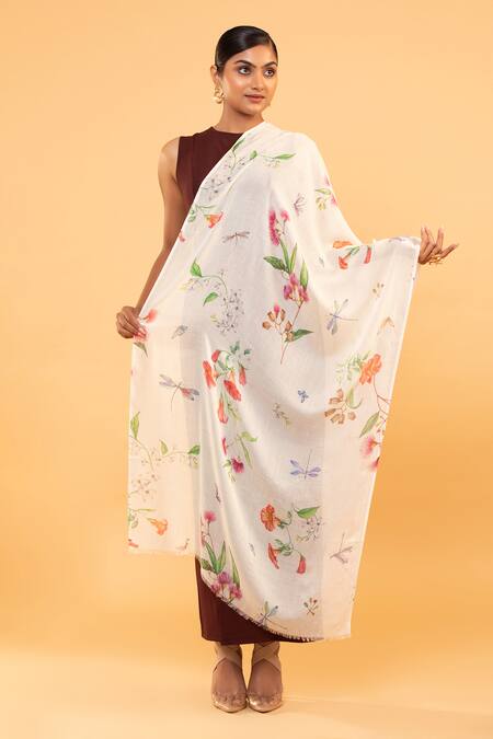 Buy Modarta Cream Floral Print Shawl Online at Aza Fashions Buy_Modarta_Cream Floral Print Shawl _Online_at_Aza_Fashions