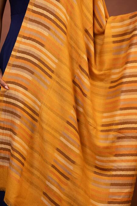 Modarta Yellow Stripe Print Shawl Online at Aza Fashions Modarta_Yellow Stripe Print Shawl _Online_at_Aza_Fashions